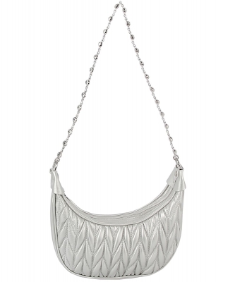 Chevron Quilted Crossbody Bag LHU493-Z SILVER